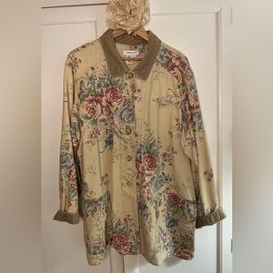 Coldwater Creek Beige Floral Barn Jacket 3X